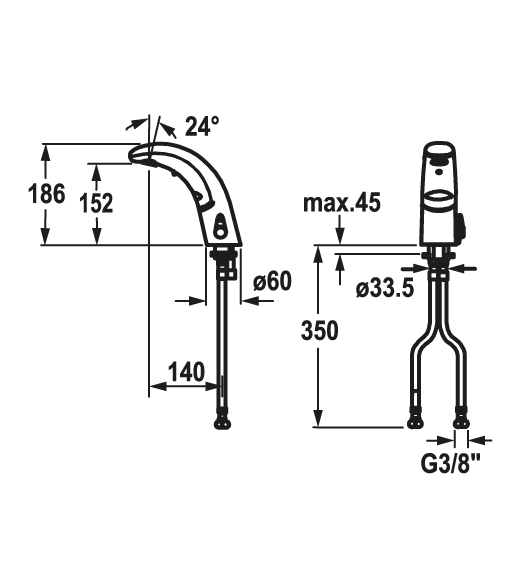  KWC K.12.JK.52.000B23 Wascharmatur Infrarot Zeichnung  