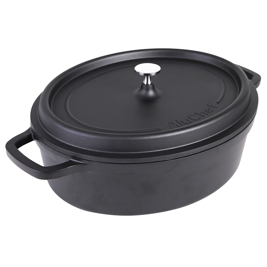 Contacto AluChef Kasserolle Aluminiumgussdruck Knopfgriff aus Edelstahl oval schwarz 6981357