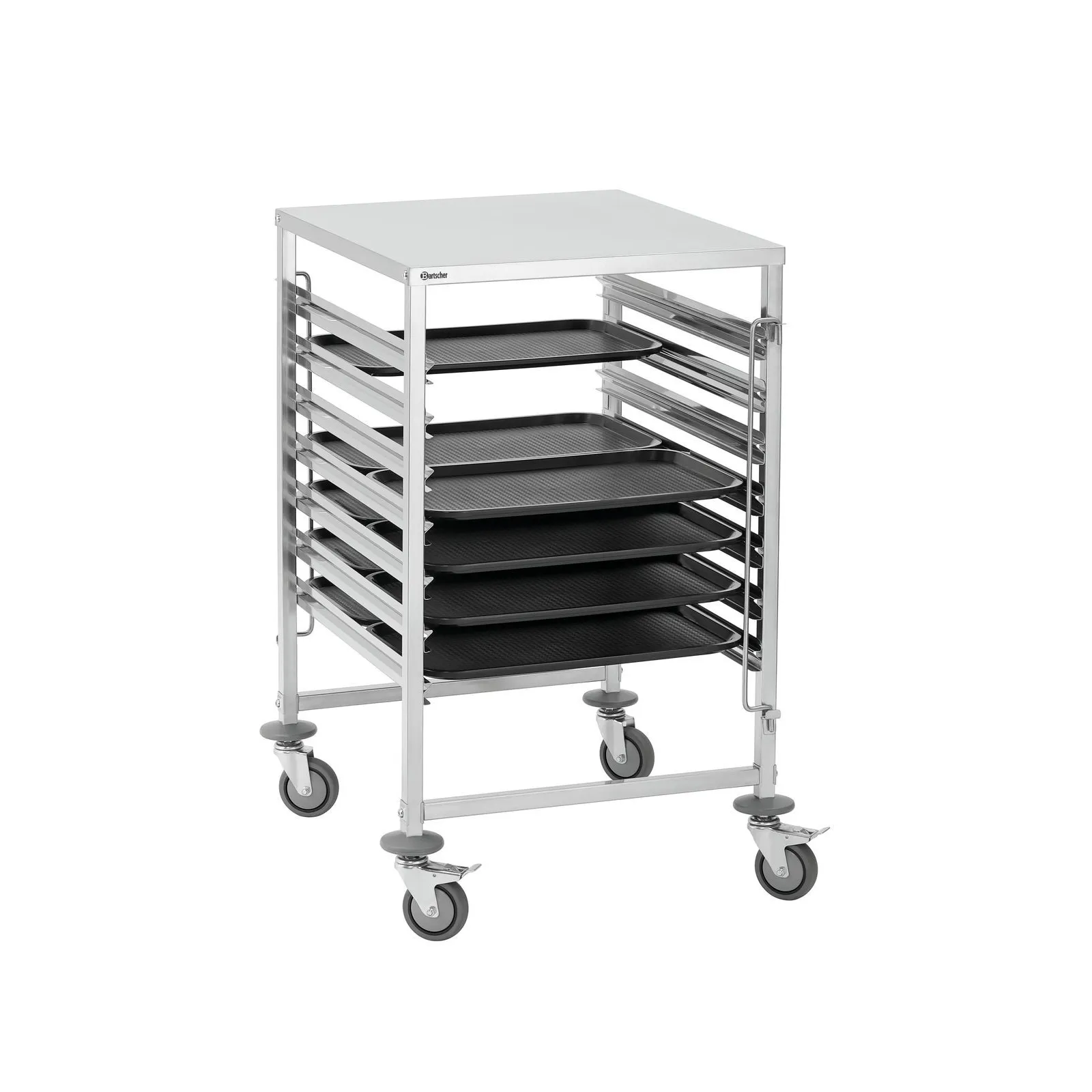 Bartscher 701053 Tablett GN110-S Ansicht im Tablettwagen, Schleppwagen, Blechbackblechwagen, Racks mit Schalen, Tilting tray cart, Metallrahmenwagen