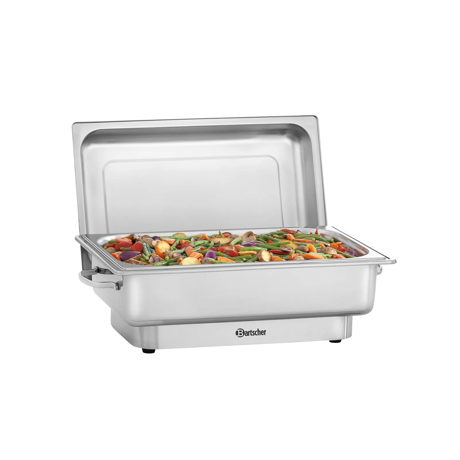 Bartscher 500831 Chafing-Dish 1/1 1000 E Ansicht Komplett geöffnet mit Essen