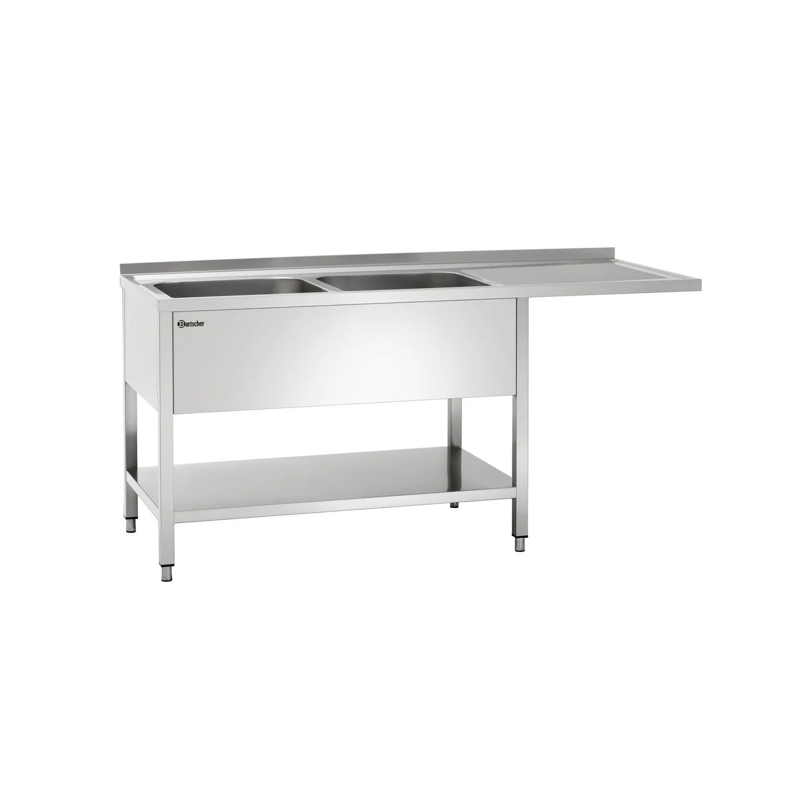 Bartscher 306360 Spülcenter 700 B1800 2 Becken LI Ansicht Komplett, Spülküche, Edelstahl, Doppelspüle, Arbeitsplatte, Unterschrank