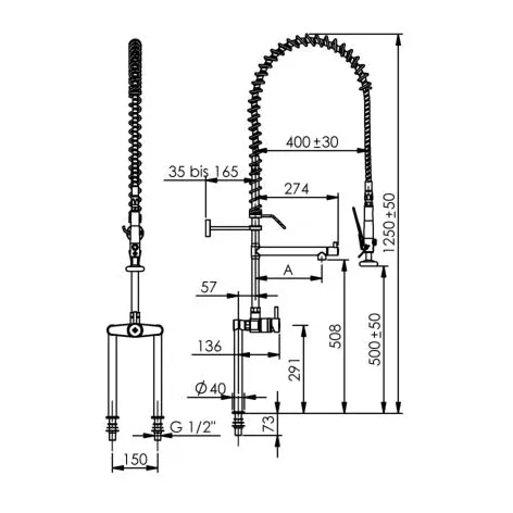 Echtermann 321-202/220-510 321-202/270-510 Geschirrbrause Zeichnung, Küchenarmatur, Hochdruckarmatur, Springbrunnen, Schwarz, Spule