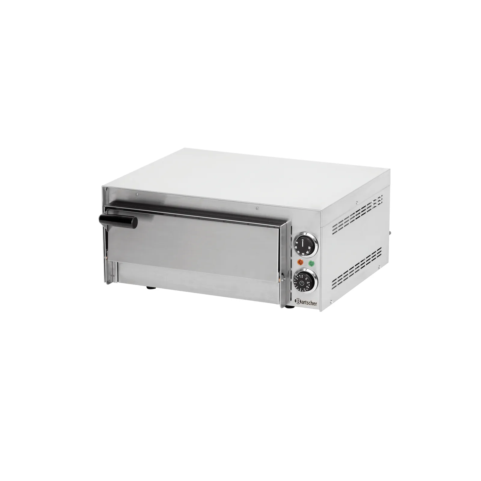 Bartscher 203510 Pizzaofen Mini 1 mit 1 Backkammer, Backofen, Gasbefeuerung, Edelstahl, Schiebetür, Temperaturregler