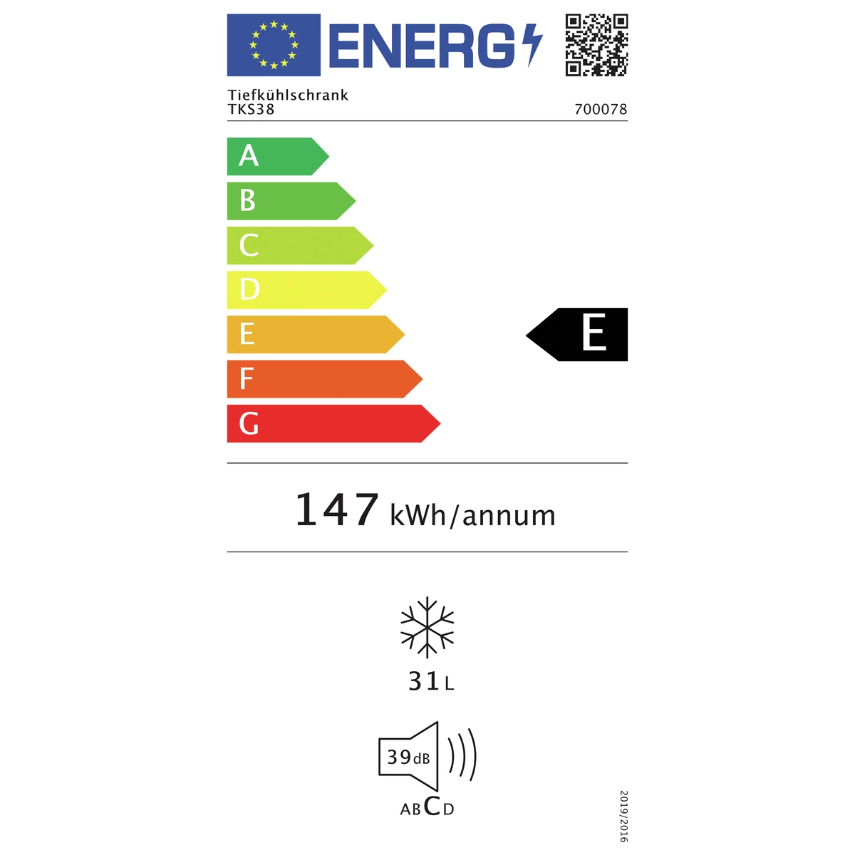Bartscher Energielabel 700078  