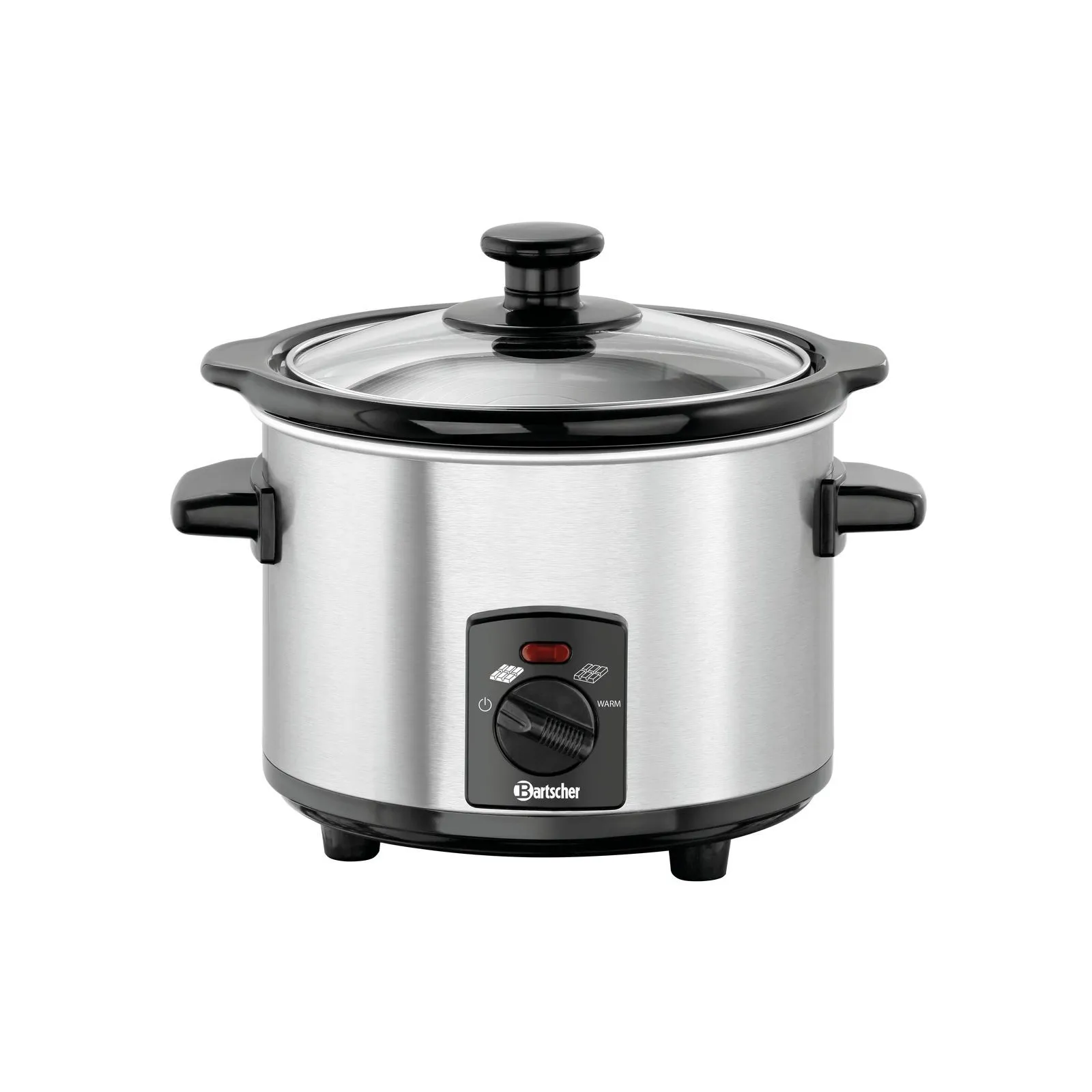 Bartscher 900005 Schokoladenwaermer Ansicht Komplett leer, Elektrotopf, Slow Cooker, Stahl, Glasdeckel, Temperaturregler