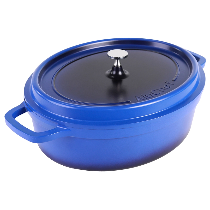 Contacto AluChef Kasserolle Aluminiumgussdruck Knopfgriff aus Edelstahl oval blau 6981353