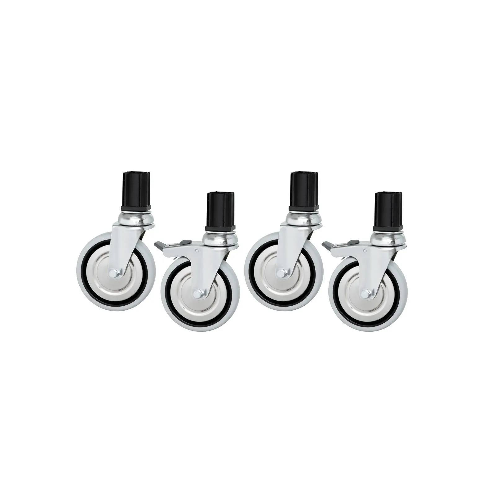 Bartscher 308243 Lenkrollen 4A für Arbeitstische, Rollräder, Niederrolle, Schwenkbare Rolle, Metallrolle, Transparenter Nabenbereich