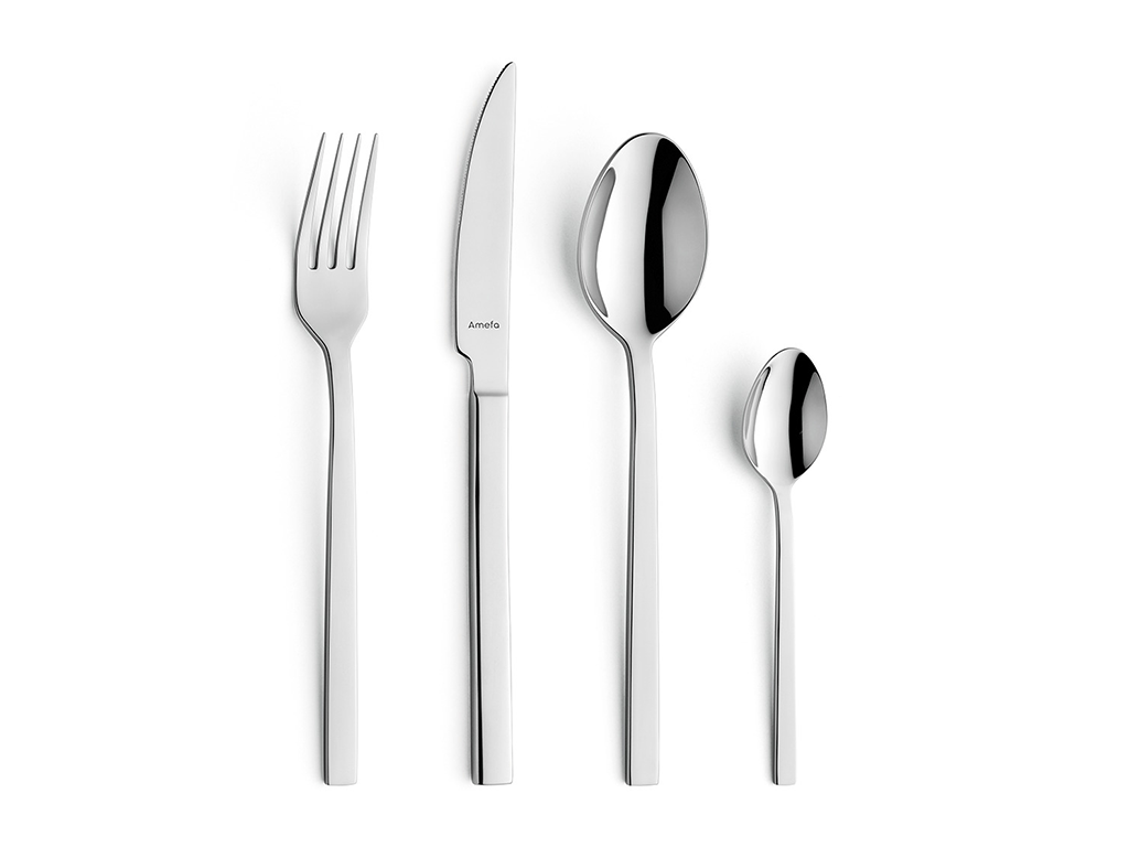 Amefa Serie Cube, Ansicht Messer Gabel Löffel Kaffeelöffel