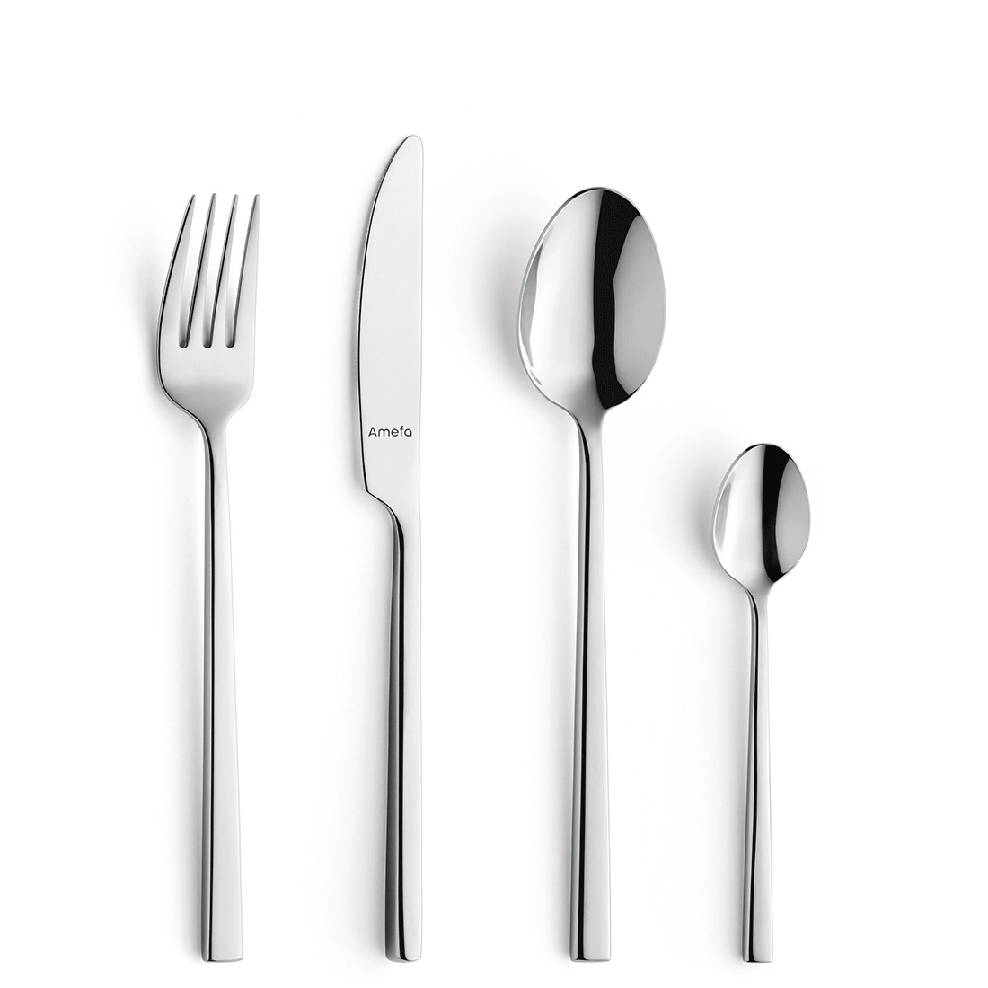 Amefa Serie Amazon, Ansicht Messer Gabel Löffel Kaffeelöffel, Besteck, Gabel, Messer, Löffel, Besteckset