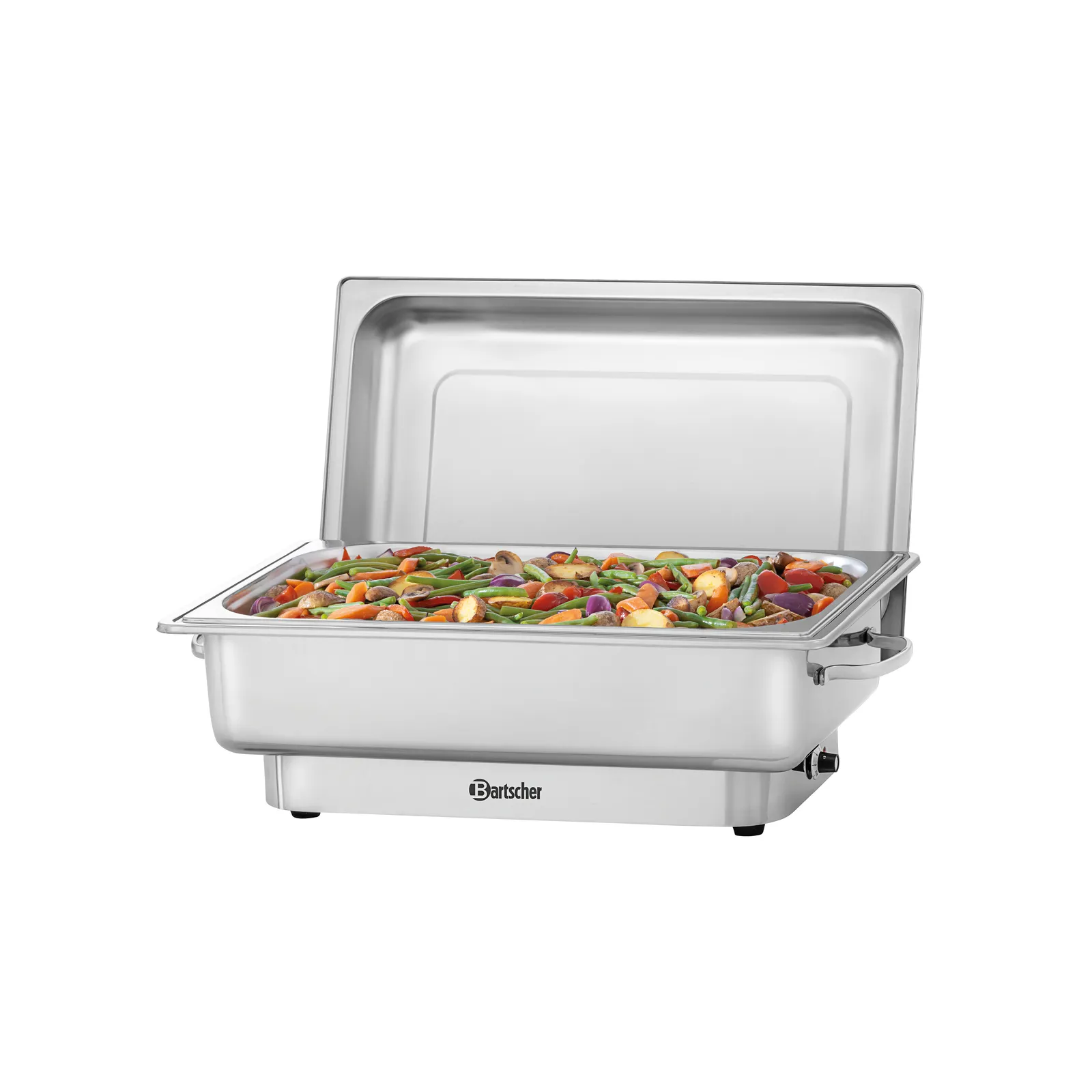 Bartscher 500831 Chafing-Dish 1/1 1000 E Ansicht Komplett geöffnet mit Essen