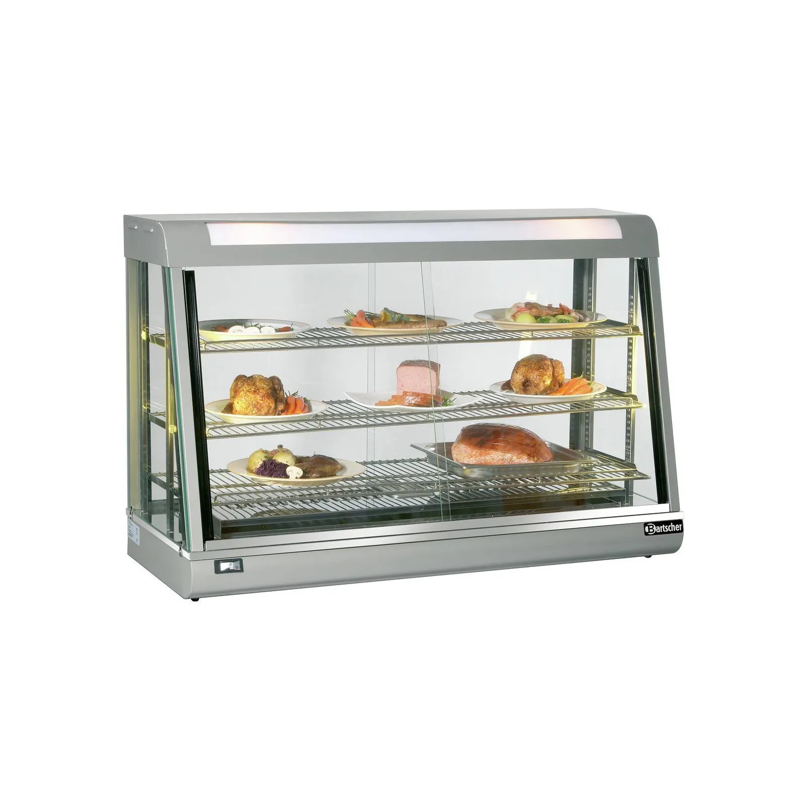 Bartscher 306055 Heiße Theke Bartscher Deli III Ansicht Komplett mit Essen, Vitrinenkühlvitrine, Kühlvitrine, Glasvitrine, Edelstahl, Bartscher