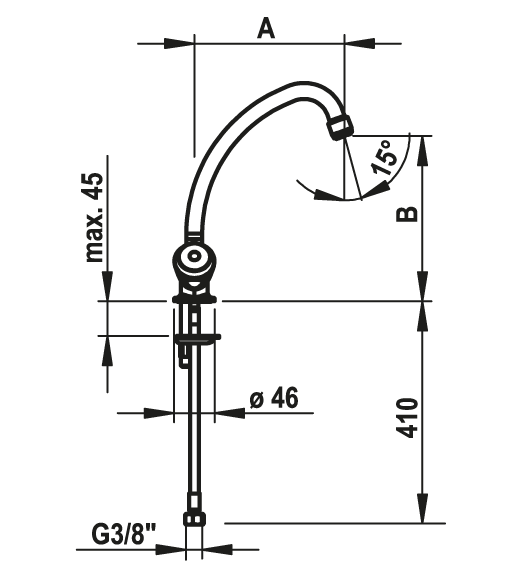  KWC K.10.S1.22.000A10 Standard-Zweigriff-A200 Zeichnung  