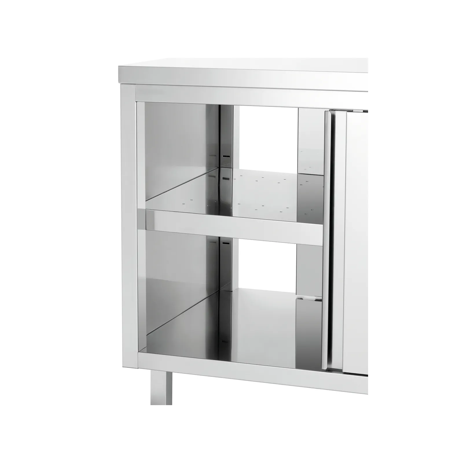 Bartscher 346187 Wärmeschrank 700-4T 1800 Nahansicht Innenraum, Seitenschrank, Schrank, Glasregale, Metall, Silber