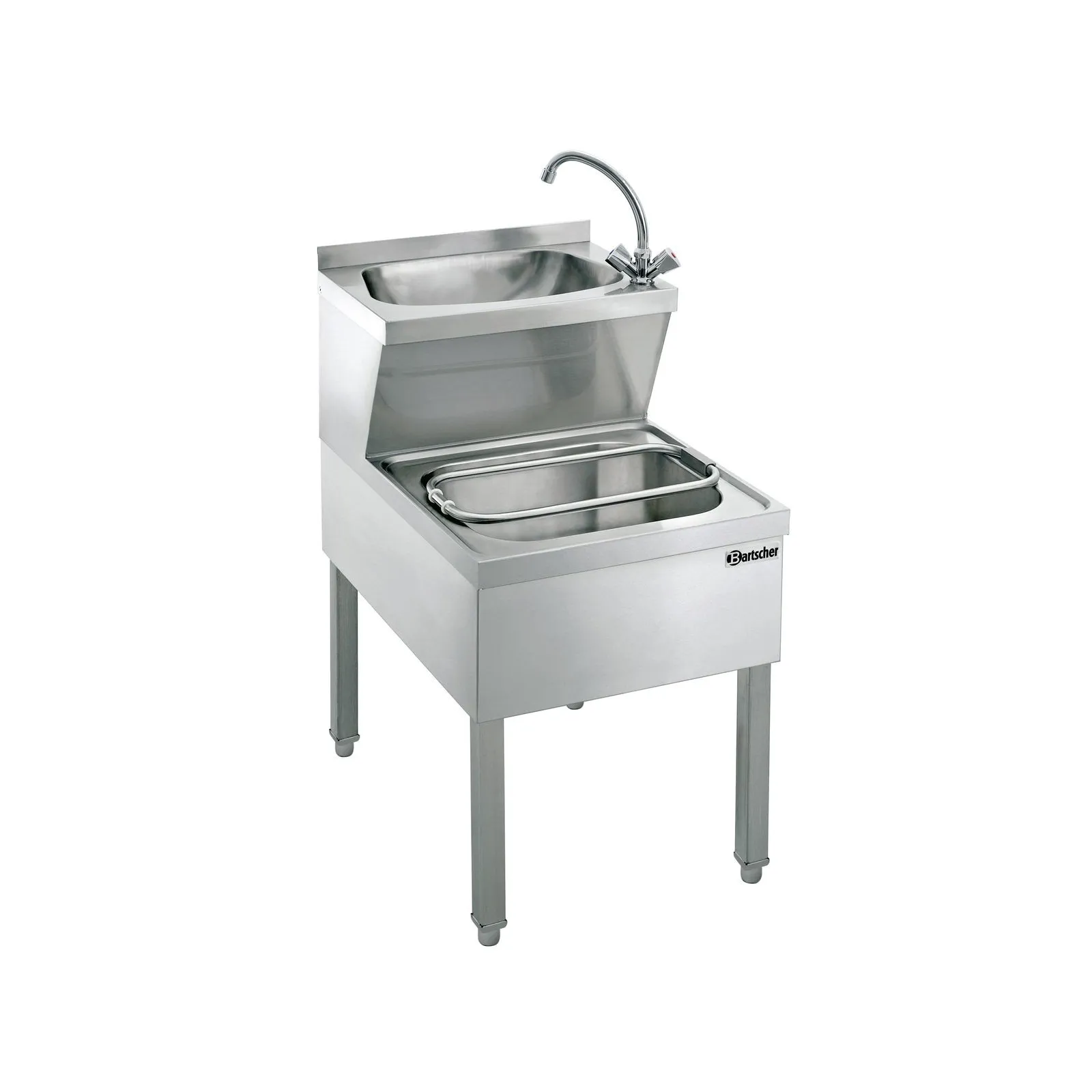 Bartscher 401618 Handwasch-Ausgußbecken, Spüle, Spülbecken, Inselspüle, Stahl, Spülenunit