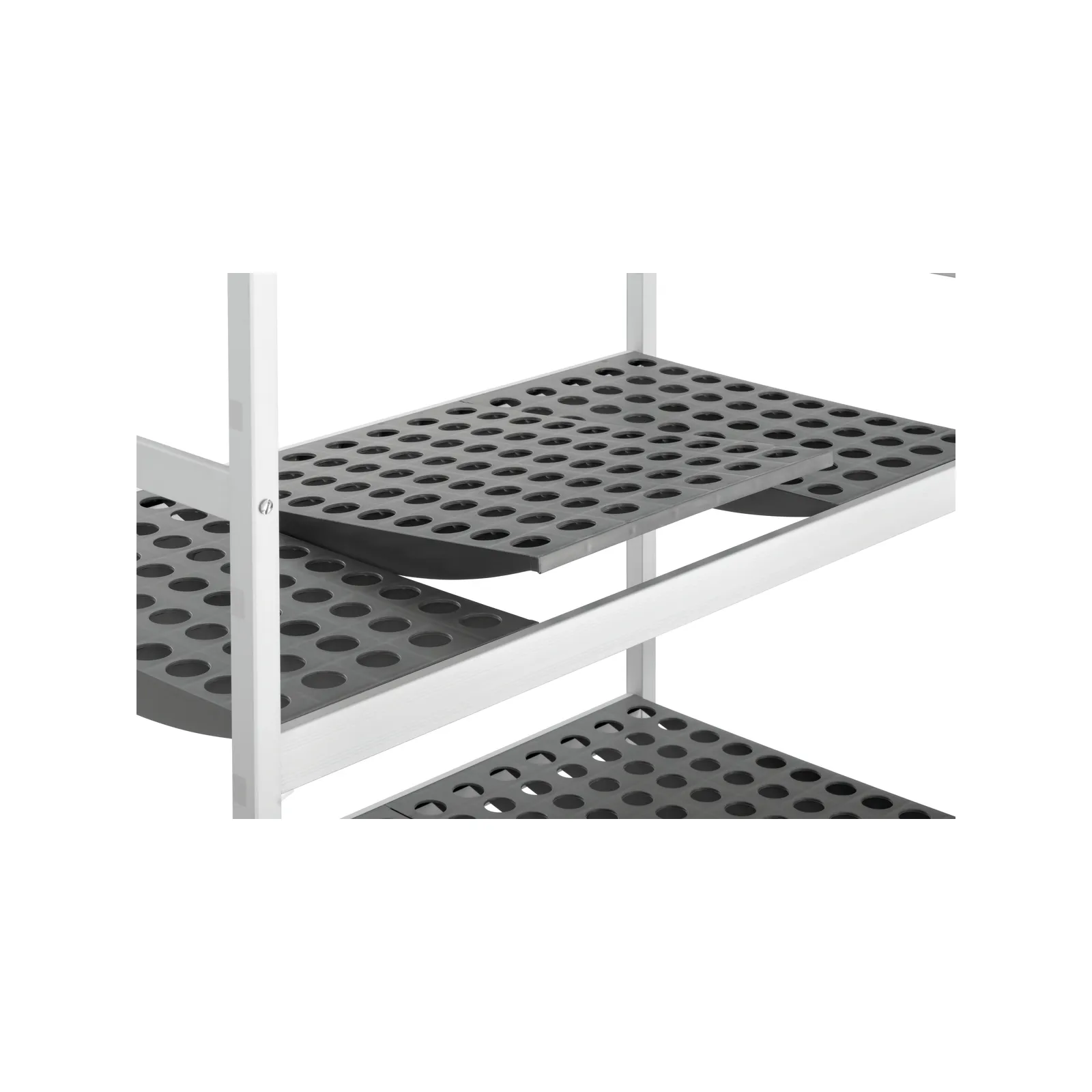Bartscher 603150 Regalsystem Kit 2 B1080 Ansicht Fach, Regalboden, Lochblech, Metall, Schwarz, Stahlregal