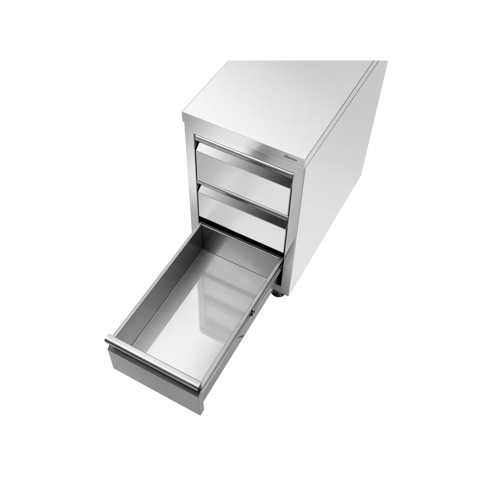 Bartscher 337307 Schubladenschrank 700S3 Ansicht von oben, unterste Schublade offen