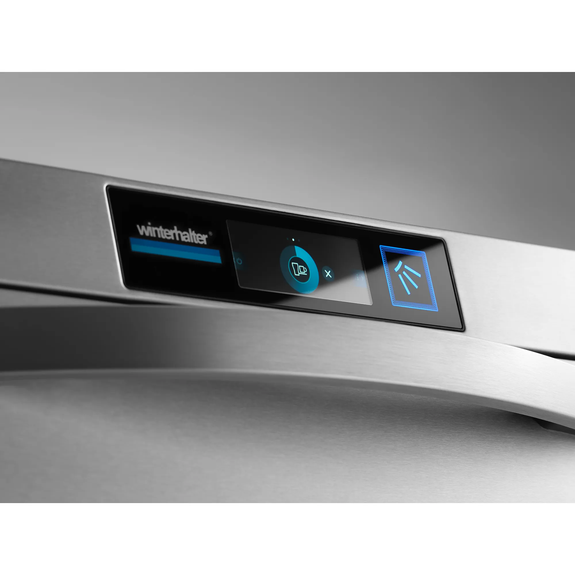 Winterhalter UC Bistrospuelmaschine Display, wasserhahn, frontpart, touchpanel, induction, blaueslicht