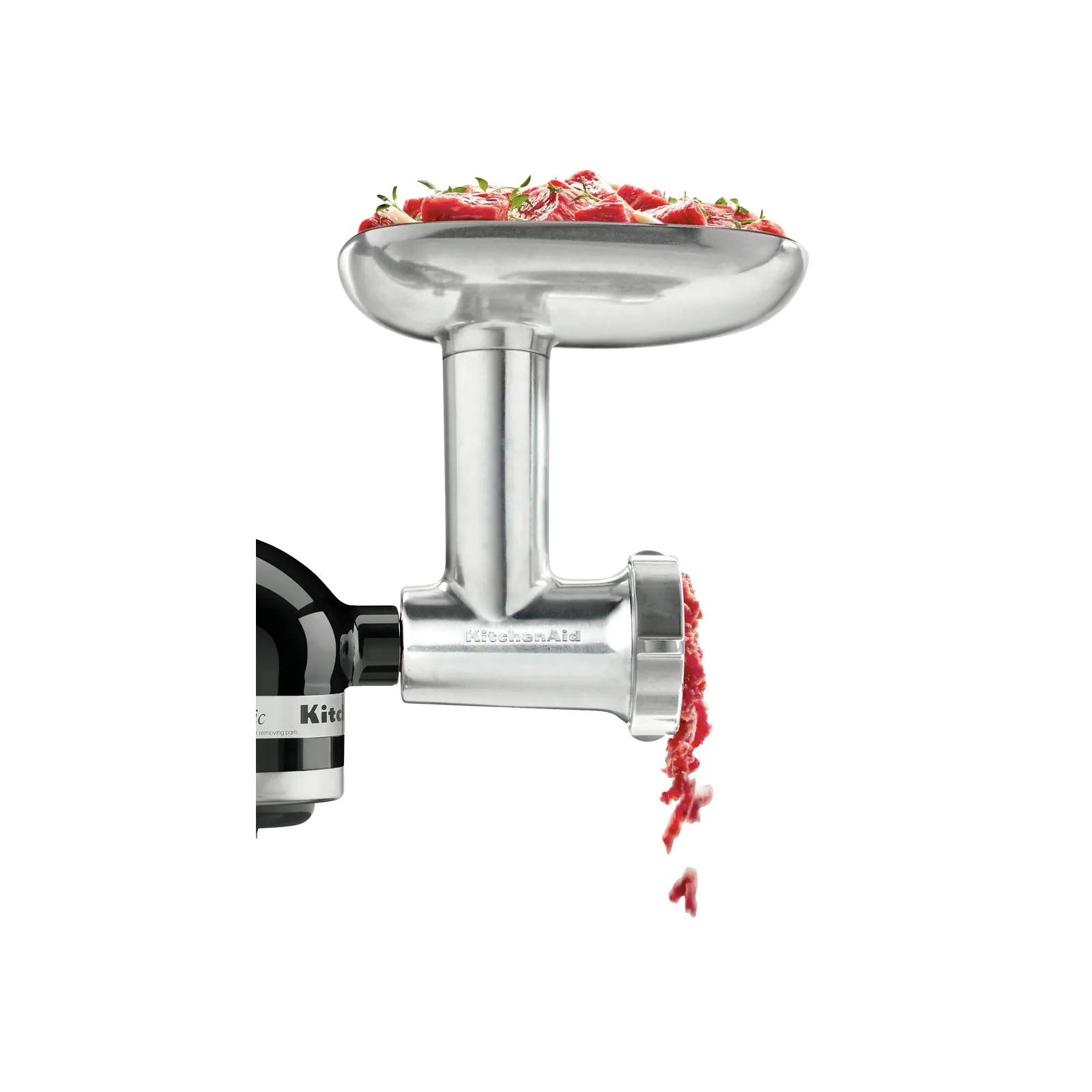 Bartscher A150064 Fleischwolf Alu II für KitchenAid Ansicht Fleischwolf in Benutzung