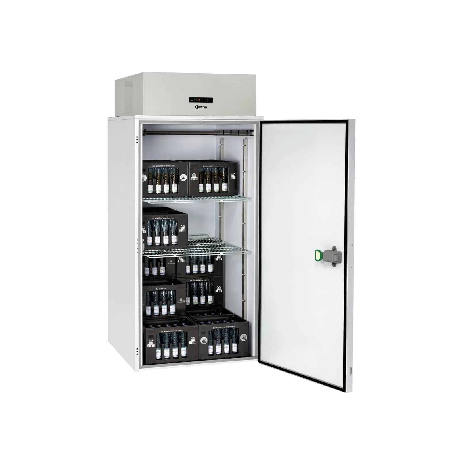 Bartscher 700690 Mini-Kuehlzelle 1240L Ansicht Komplett offen gefüllt, Kühlraum, Weinregal,  Getränkekühlschrank, Schankschränk, Sicherheitsarmart Opening