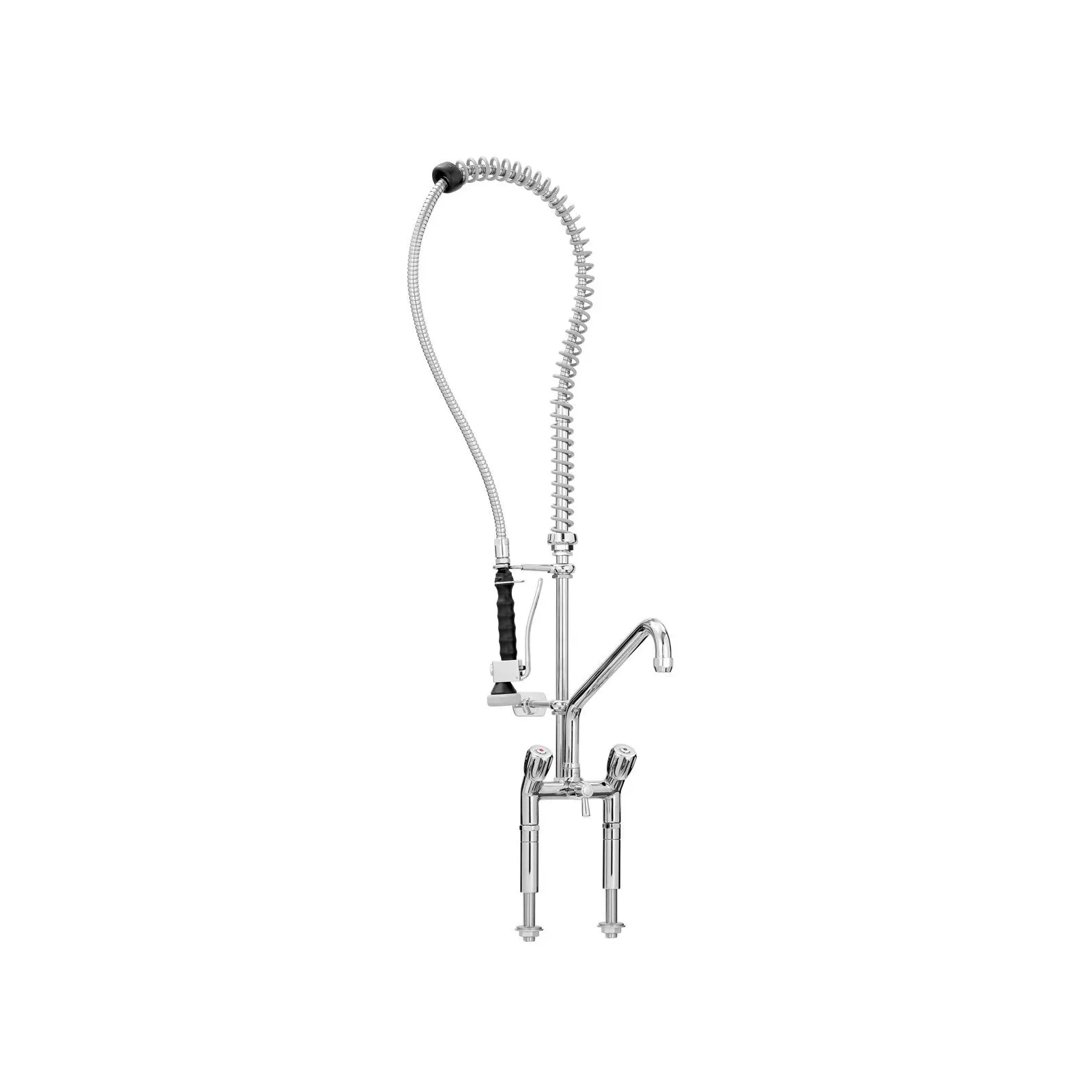 Bartscher 400137 Zweigriffmischer 40L-1802B Ansicht Komplett, kitchen faucet, pull-down faucet, Auslauf, Sprühschlauch, Chrom-Finish