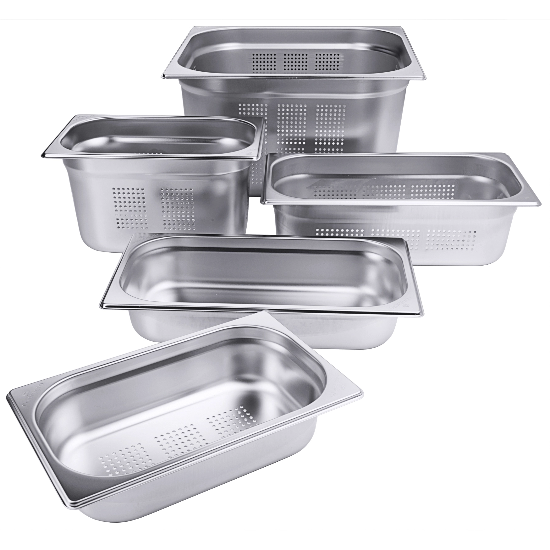 Contacto Edelstahl GN-Behälter gelocht Übersicht verschiedene Größen